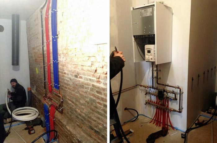 Consultez la chantier : entreprise rge spécialisée installation / pose pompe a chaleur air eau atlantic, plancher chauffant tms, ballon thermodynamique,  plomberie, belleville en caux 76 haute normandie