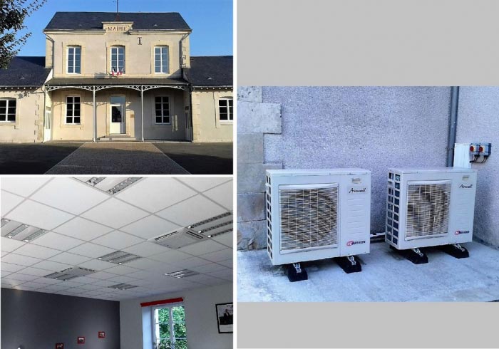 Consultez la chantier : installation de 2 climatisations réversibles multisplit airwell à la mairie de saint denis de palin près de bourges dans le cher