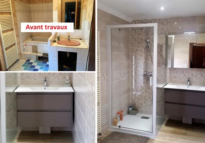 changement de la salle de bain par une salle d'eau à coudray 45330 le malesherbois