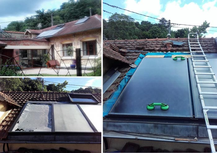 Consultez la chantier : artisan rge qualisol. réparation d'un chauffe eau solaire à jouy en josas (78). remplacement de la vitre d'un panneau.