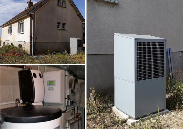 Consultez la chantier : changement de la chaudière fioul par une pompe à chaleur air eau dimplex la 28 à outarville 45 