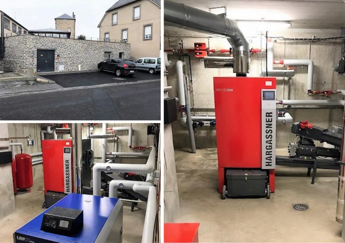 chaufferie bois déchiqueté / plaquettes avec chaudière hargassner et réseau de chaleur cantal
