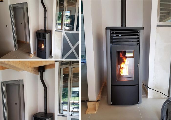 Consultez la chantier : installation poêle à granulé de bois (pellets) mcz
