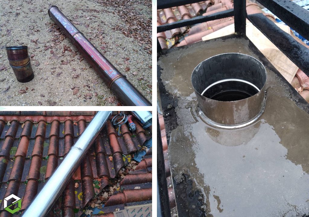 Mise en conformité d'un conduit de fumée suite à un feu de cheminée sur un insert à bois bouilleur sur radiateur-Haute Garonne (31)