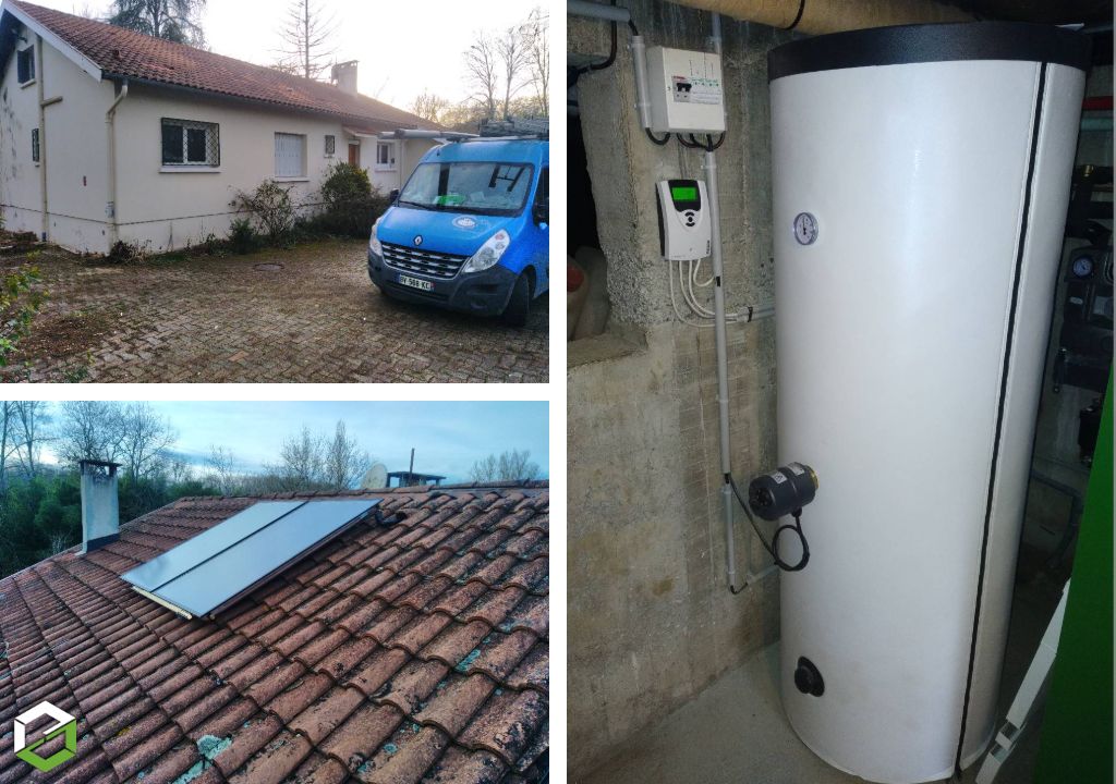 L'eau chaude sanitaire avec l'énergie solaire : installation d'un chauffe-eau solaire (CESI) de la marque française Syrius -Haute Garonne (31)