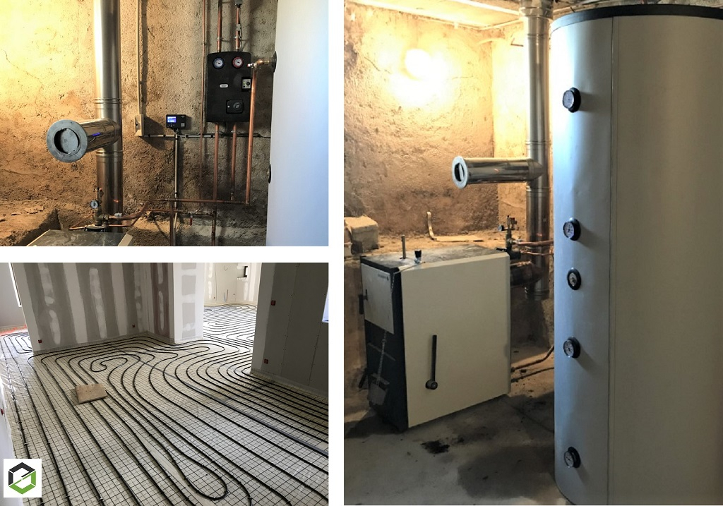BIGEARD EURL : Installation d'une chaudière à bois DeDietrich et son plancher chauffant - chauffagiste certifié RGE QualiBois