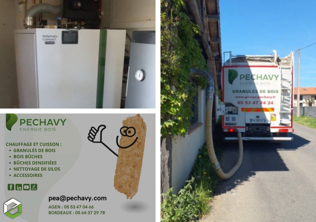 1ère livraison de granulés de bois en vrac pour chaudière Okofen Pellematic Compact par Péchavy Energie Bois 