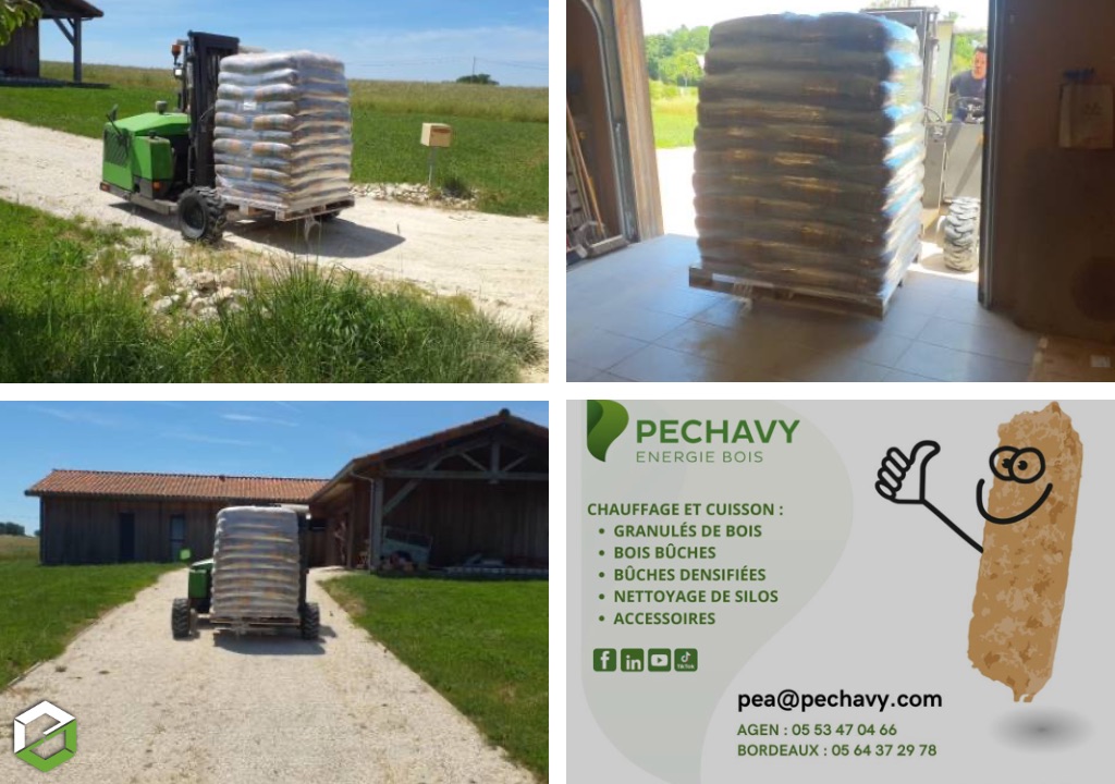 Commande en ligne de granulés de bois dans le Gers : une palette livrée pour un poêle MCZ à Marsolan (32)