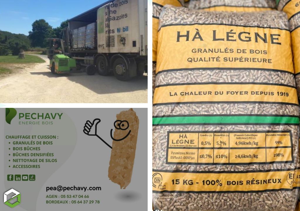 Granulés de bois à Marsolan (32) : livraison de 2 palettes de pellets DIN+ EN+ par Péchavy Energie Bois-Gers (32)