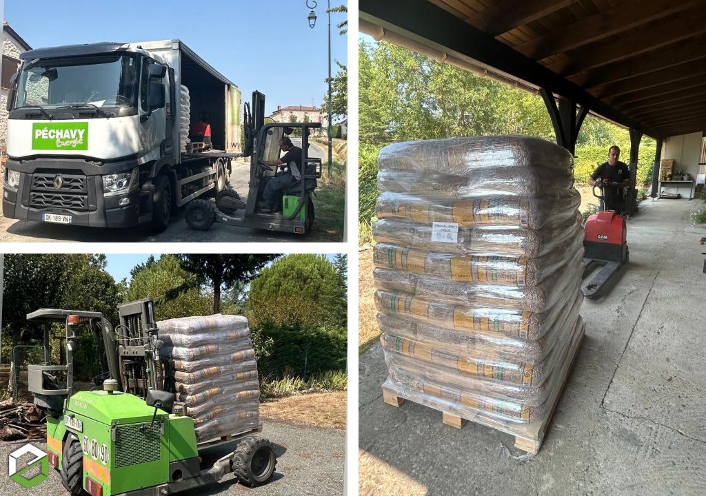 Livraison de granulés de bois en palette : une dépose sur terrasse en passant par le jardin avec Péchavy Énergie Bois