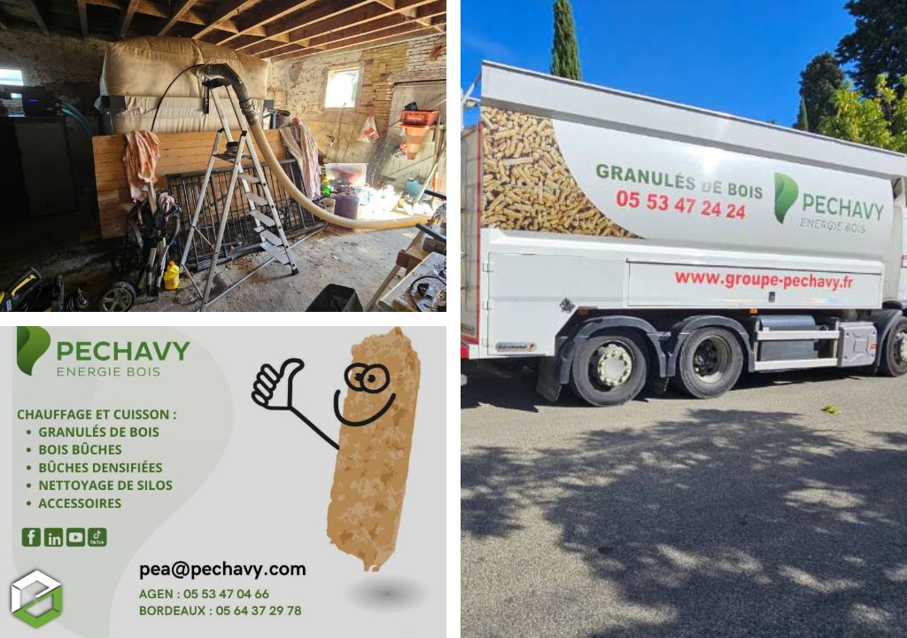 Première livraison de granulés de bois en vrac pour une chaudière de marque Viessmann