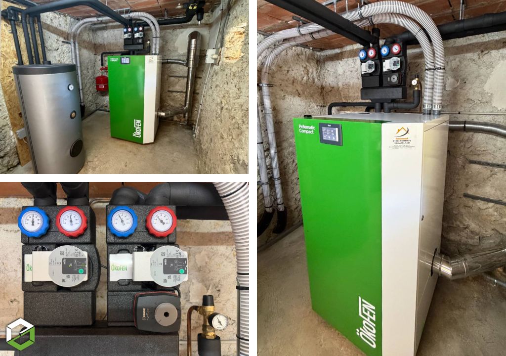 Installation d'une chaudière à granulés de bois Ökofen Pellematic Compact PES214