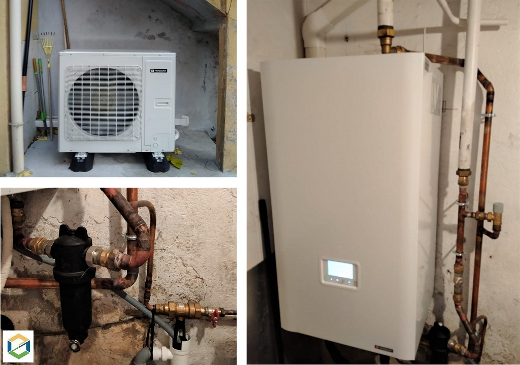 Installation pompe à chaleur (PAC air / eau) FRISQUET