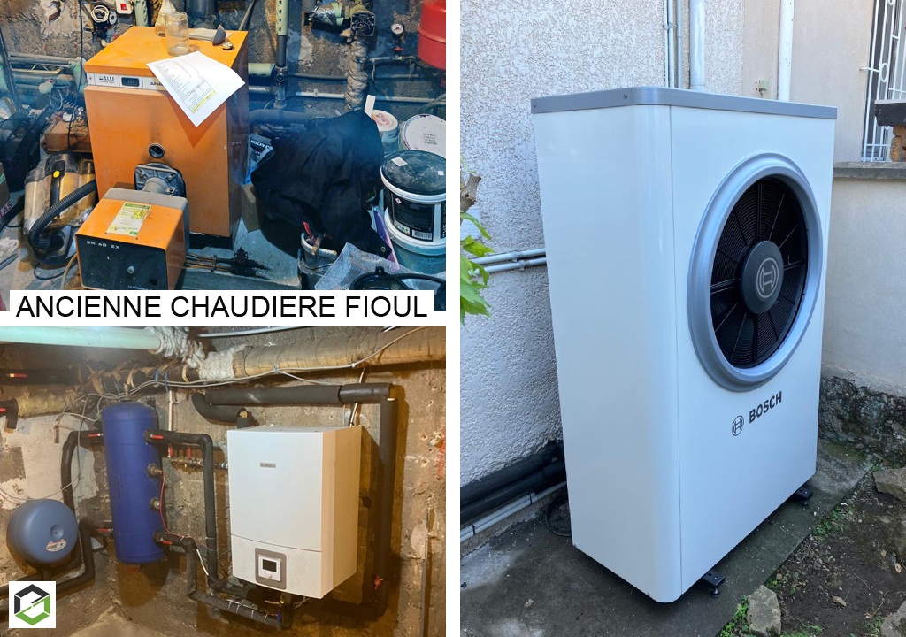 Remplacement chaudière fioul par PAC BOSCH Compress 7000