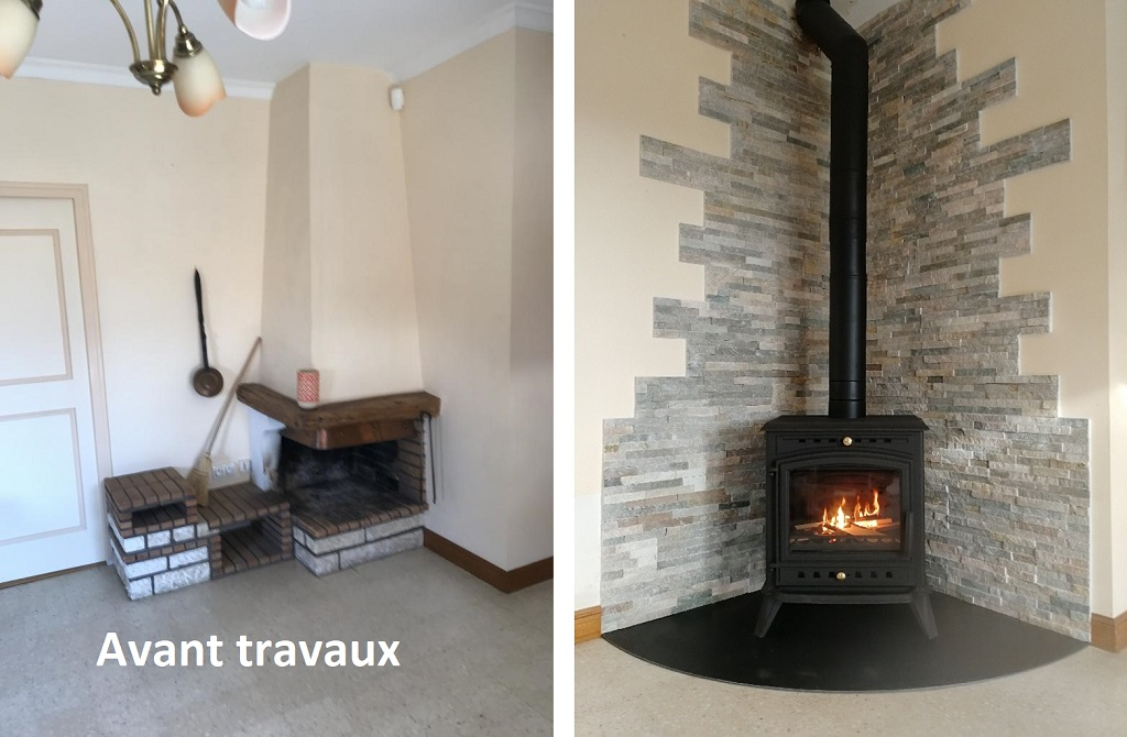 Consultez la chantier : installation d'un poêle à bois invicta - sevres anxaumont - vienne - 86