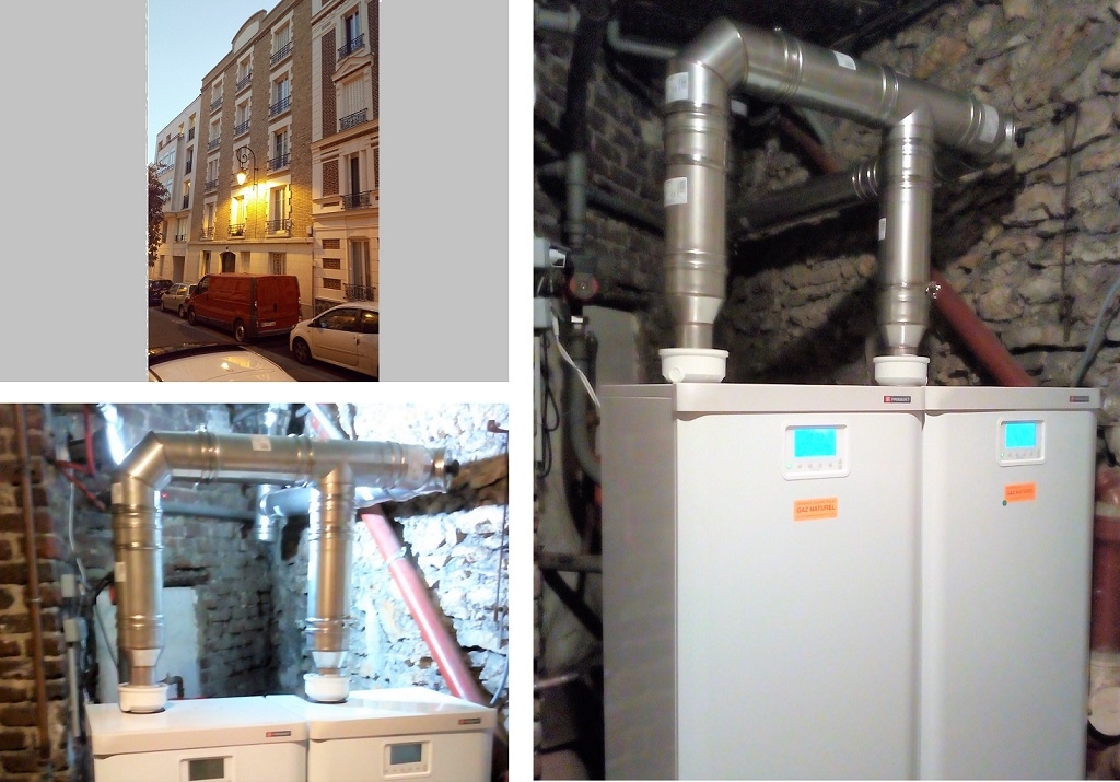 cascade de chaudières condensation gaz frisquet dans un immeuble collectif à puteaux 92