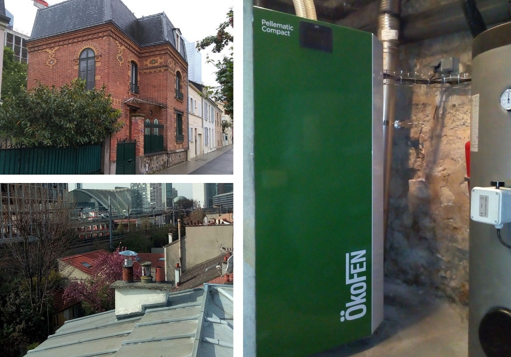 chaudière à granulés okofen avec ballon eau chaude et silo automatique