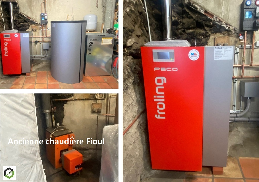 Consultez la chantier : chaudière à granulés de bois peco 20kw 