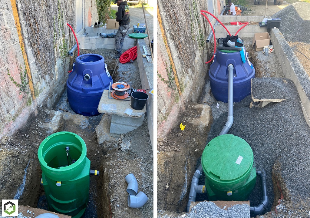 installation d'un bac à graisse et station de relevage