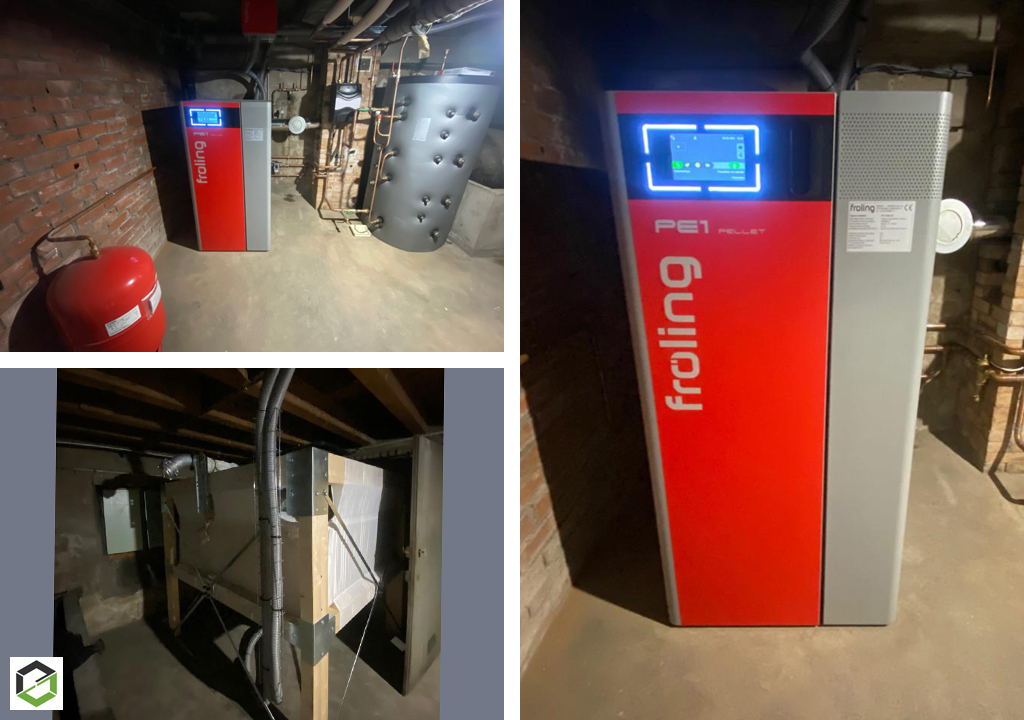 installation d'une chaudière pellets 30 kw de marque froling
