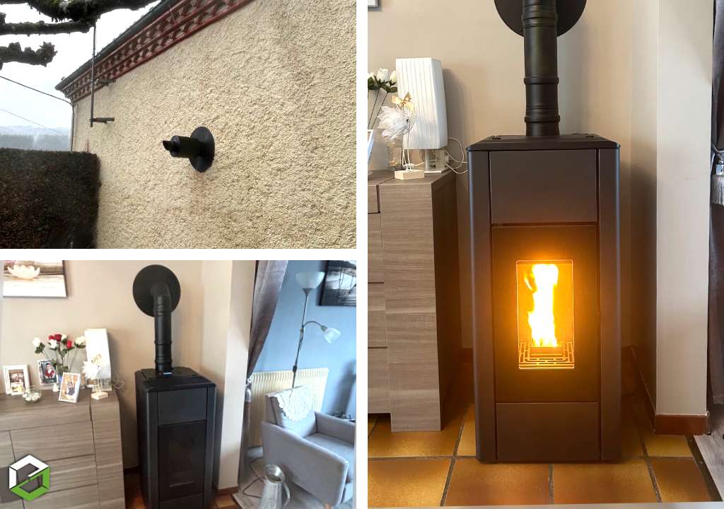 Consultez la chantier : installation d'un poêle à granulés de bois (pellets) de la marque red - entreprise rge qualibois