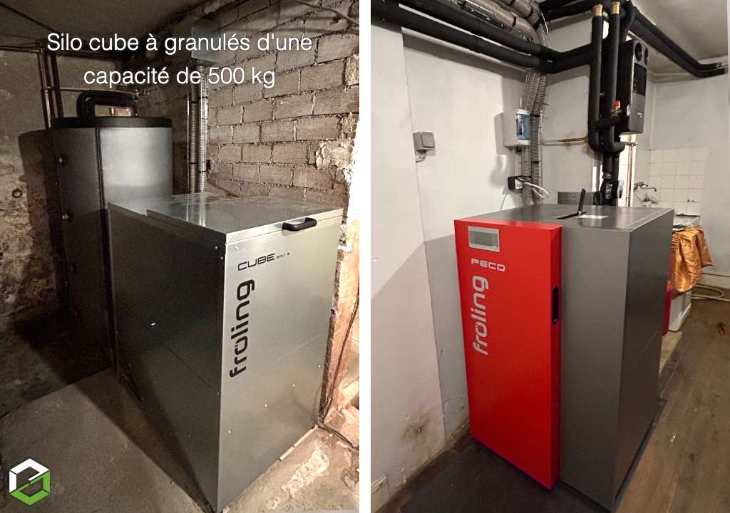 Installation d'une chaudière granulés de bois de marque FROLING modèle PECO 15 kW - Entreprise RGE Qualibois