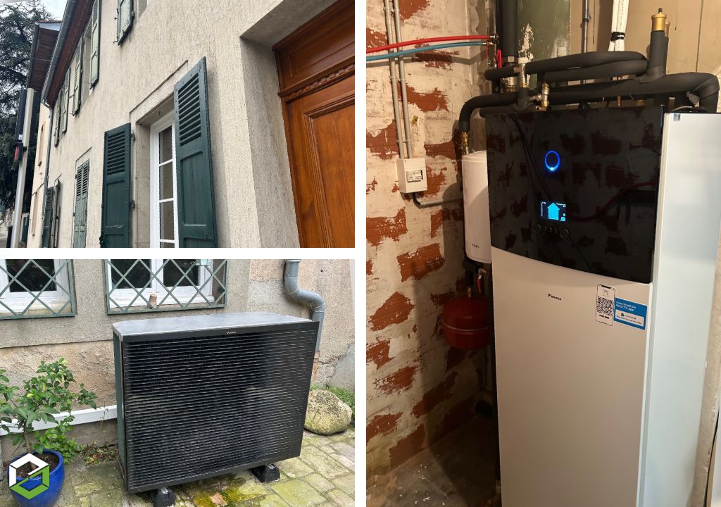 Consultez la chantier : installation d'une pompe à chaleur air/eau haute température daikin 