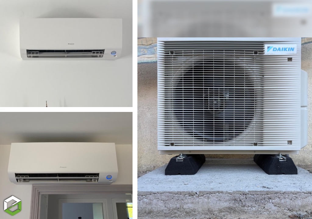 Consultez la chantier : installation d'une pompe à chaleur air / air de marque daikin, modèle perfera