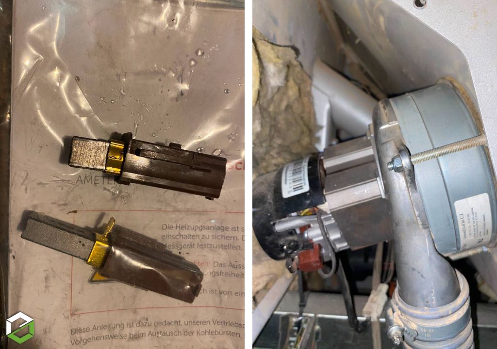 Remplacement des charbons de la turbine d'aspiration d'une chaudière à granulés