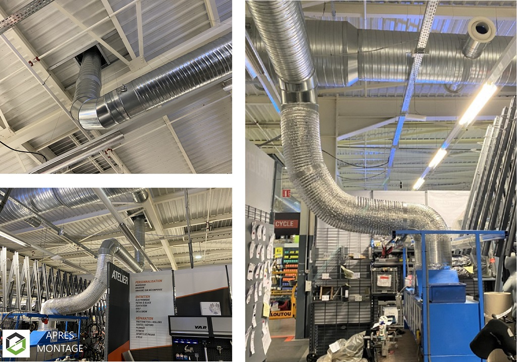 TERTIAIRE - Démontage et déplacement d'un conduit VMC dans un grand magasin de sport.
