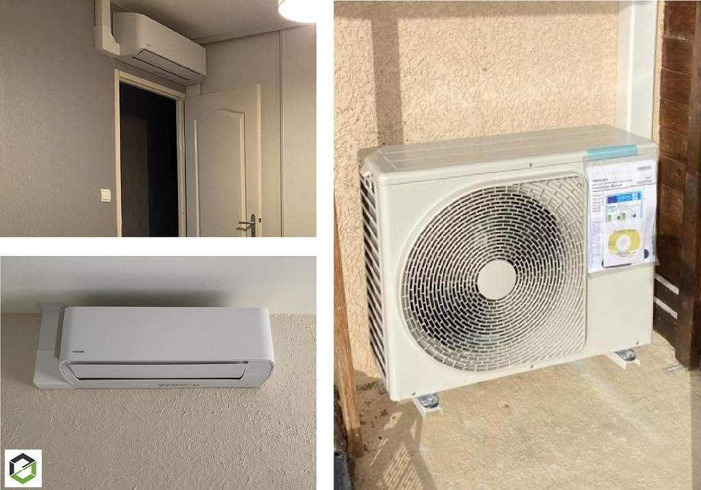 installation climatisation réversible bi-split toshiba seiya