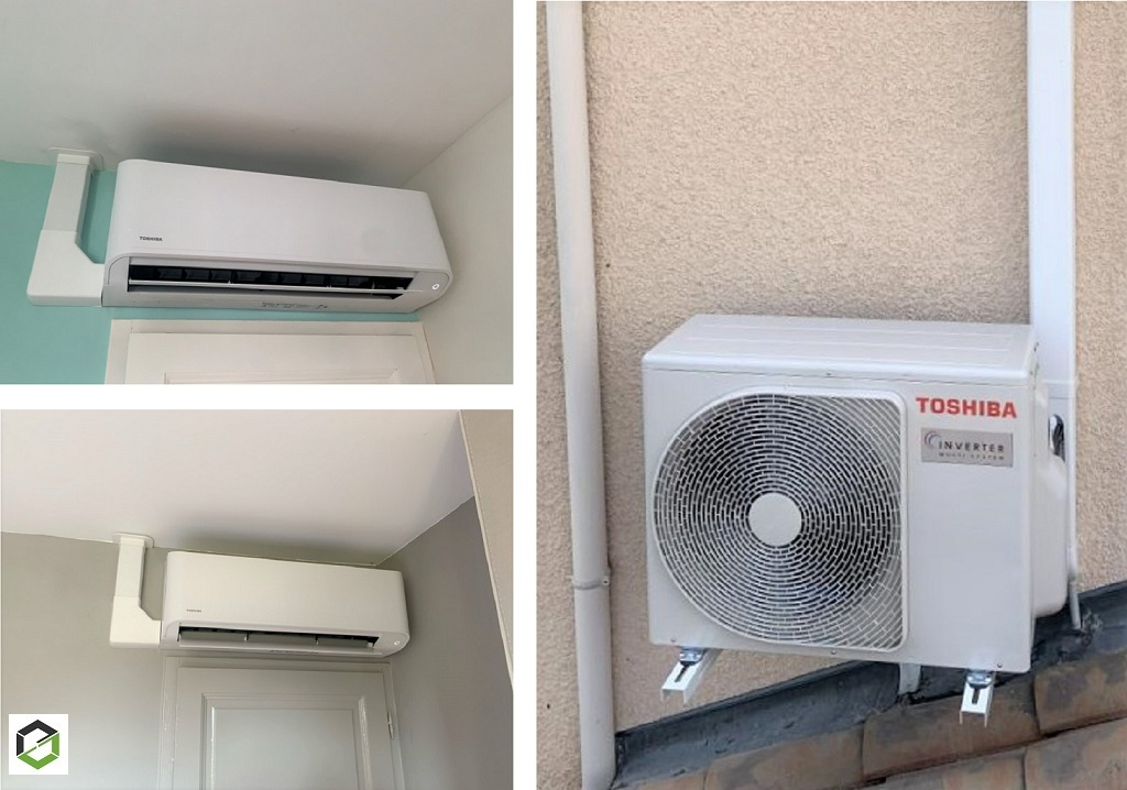 Consultez la chantier : installation d'une climatisation réversible tri-split toshiba