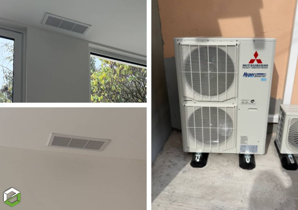 Installation d'une pompe à chaleur air/air type gainable Mitsubishi