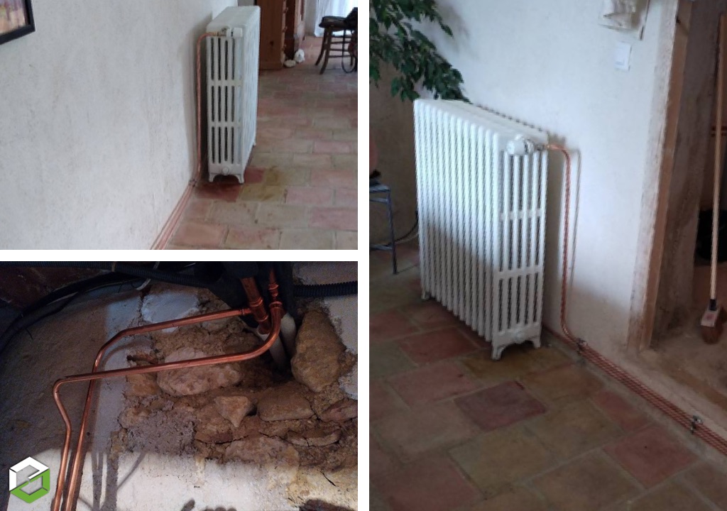 Réseau de chauffage par radiateurs : installation de radiateurs à eau