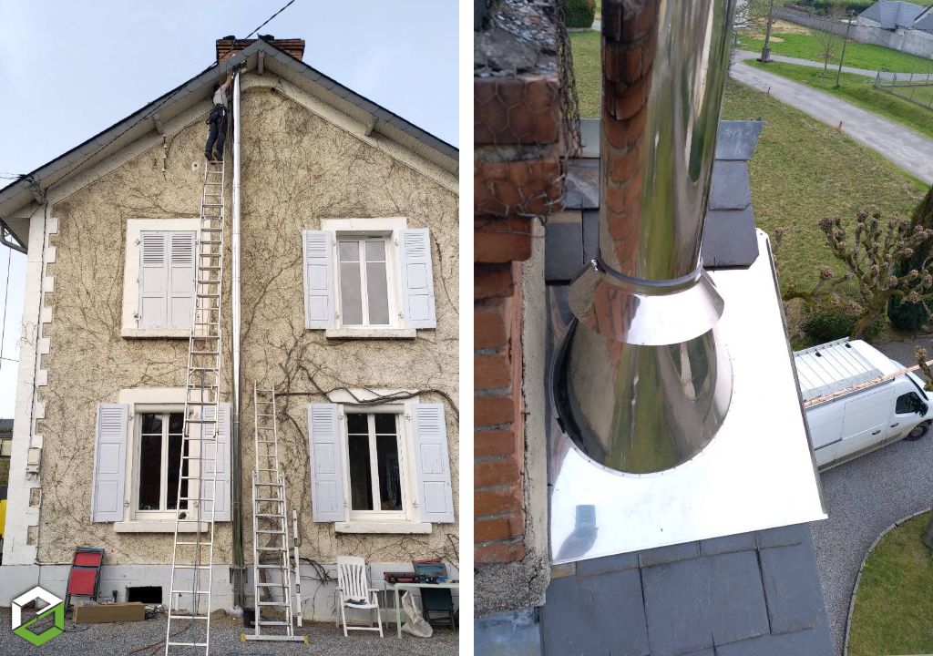 Création conduit de fumées pour chaudière biomasse