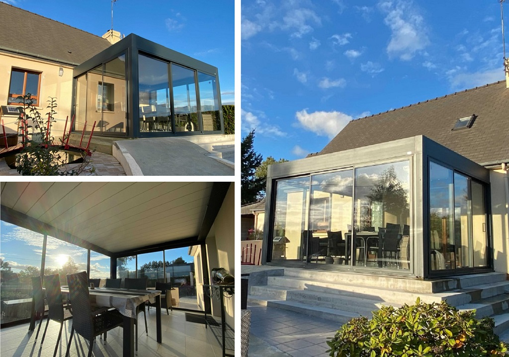 Consultez la chantier : pergola bioclimatique avec coulissants