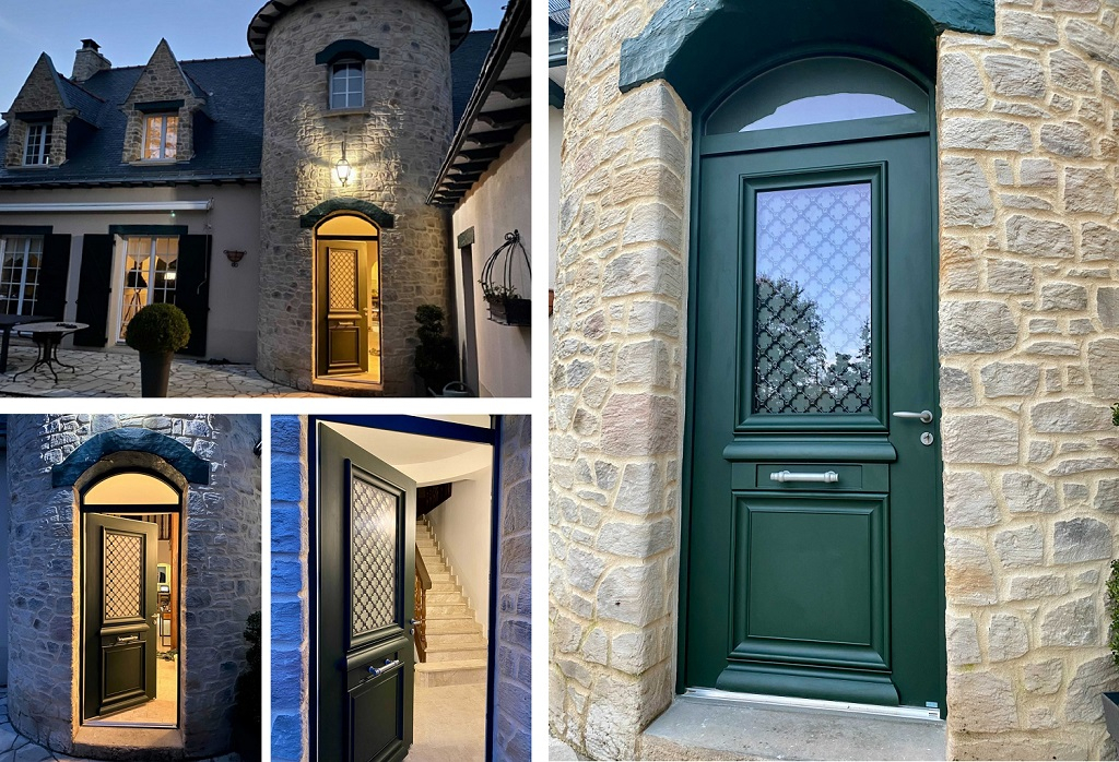 Pose d'une porte d'entrée mixte alu bois