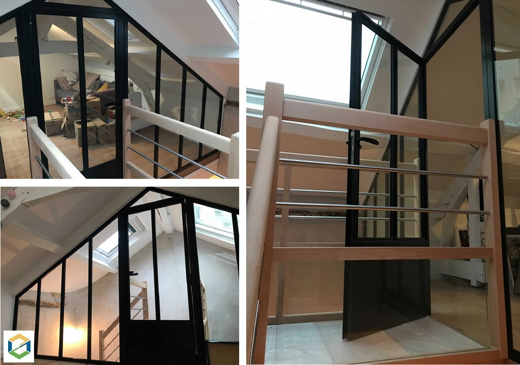 pose d'un ensemble verrières + porte acier