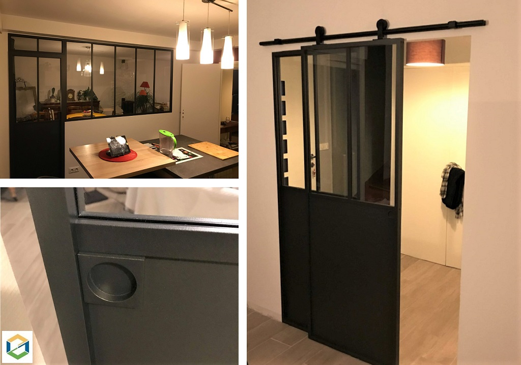 Pose d'une verrières, bloc porte et porte coulissante
