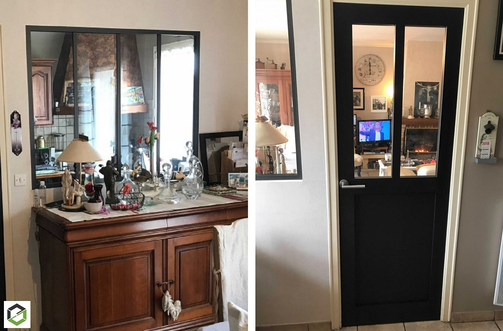 installation d'une verrière et d'un bloc porte