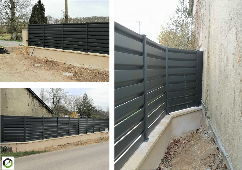 Consultez la chantier : pose d'une clôture en aluminium à breteil