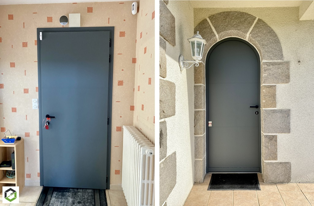 installation d'une porte d'entrée alu