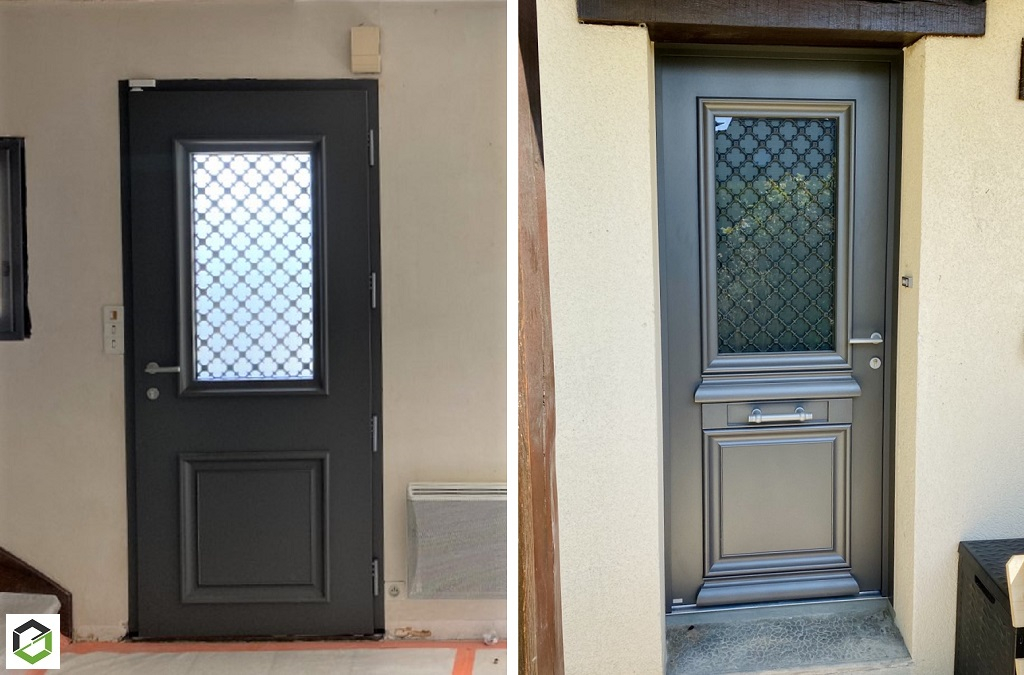 installation d'une porte d'entrée en aluminium
