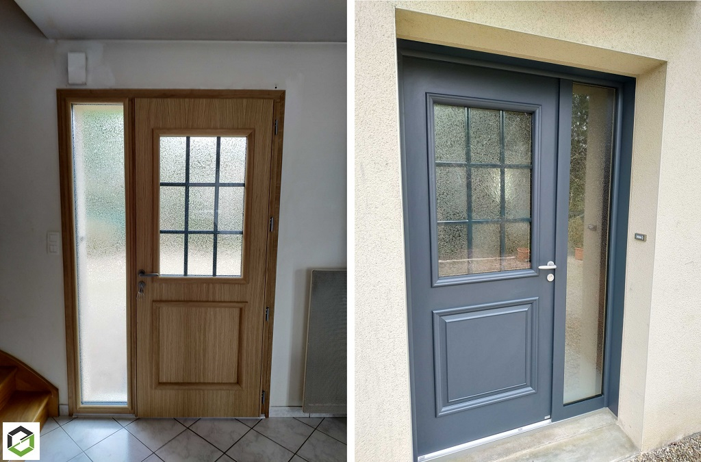 Consultez la chantier : installation d'une porte d'entrée mixte bois/alu