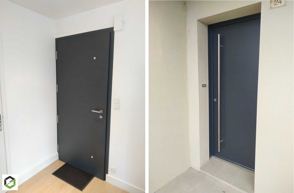 installation d'une porte d'entrée en aluminium