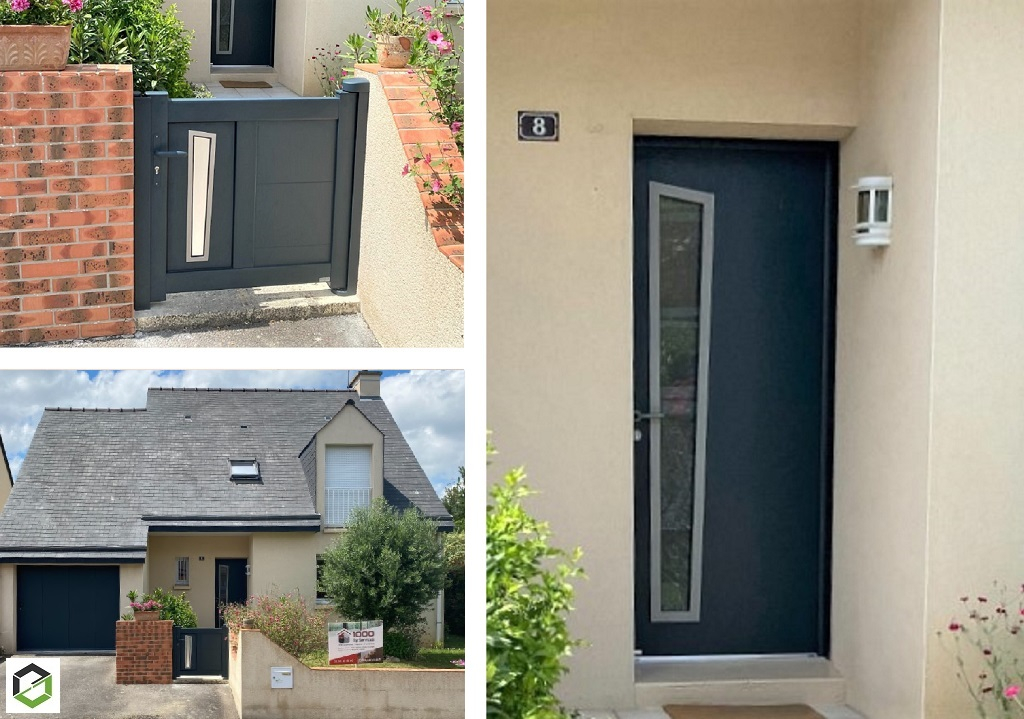 Consultez la chantier : porte d'entrée mixte bois/alu et son portillon assorti bel'm