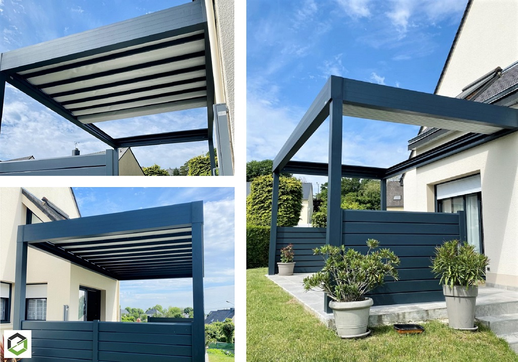 pose d'une pergola bioclimatique distrasun