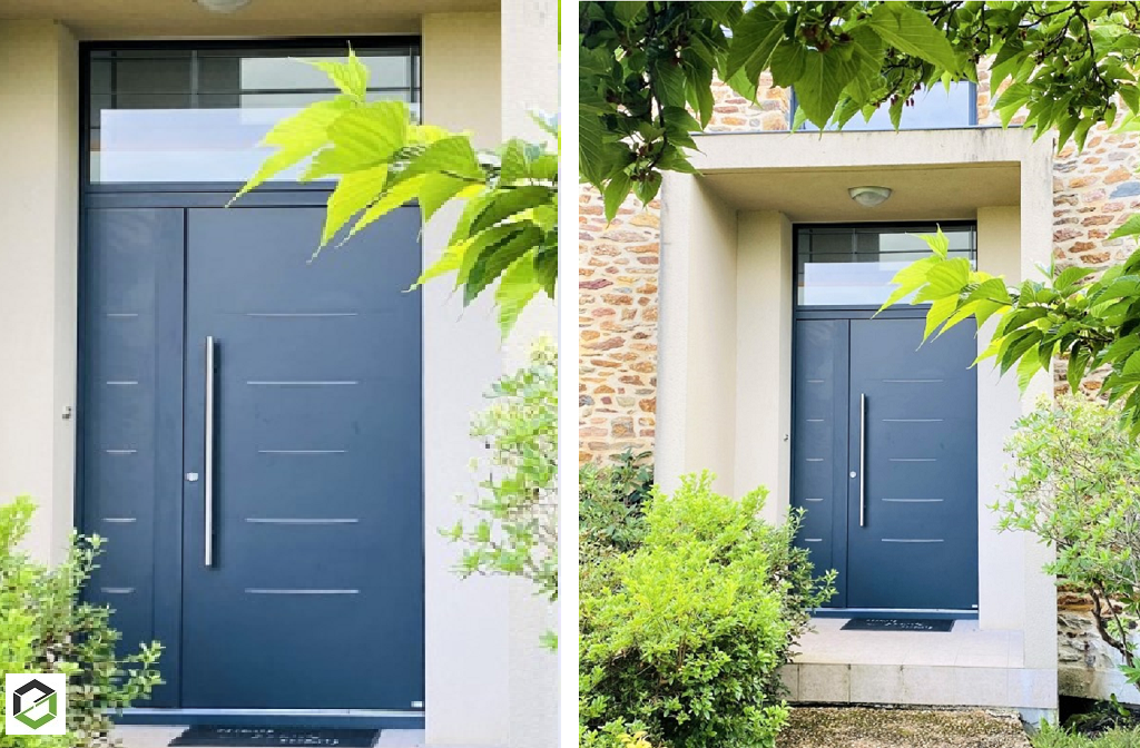 pose d'une porte d'entrée en aluminium alinéa