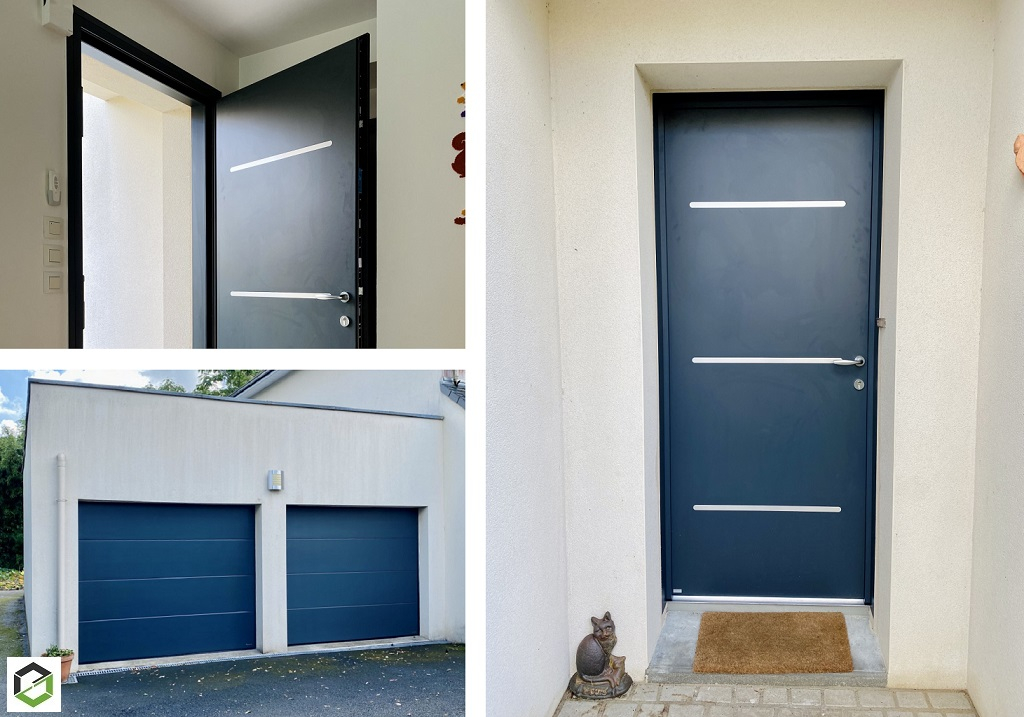 Consultez la chantier : menuisier rge - pose d'une porte d'entrée en aluminium et porte plafond 