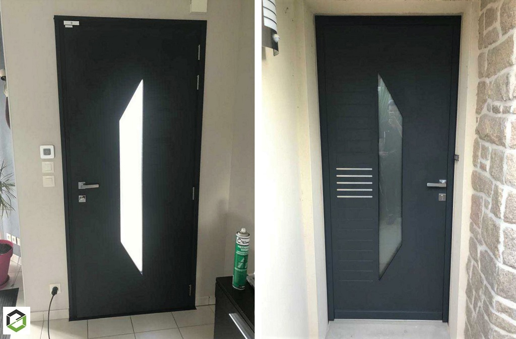 Consultez la chantier : porte d'entrée en aluminium et portillon - menuisier rge